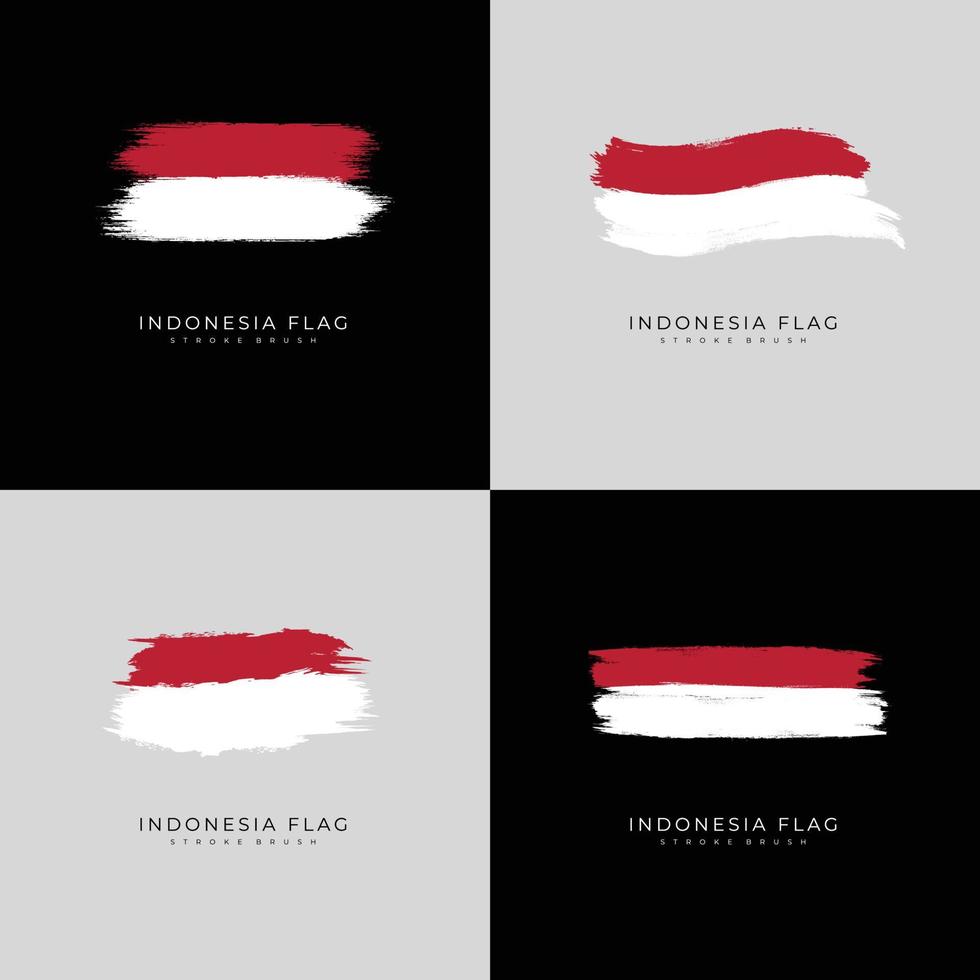 establecer la bandera de trazo de pincel de indonesia. ilustración vectorial vector