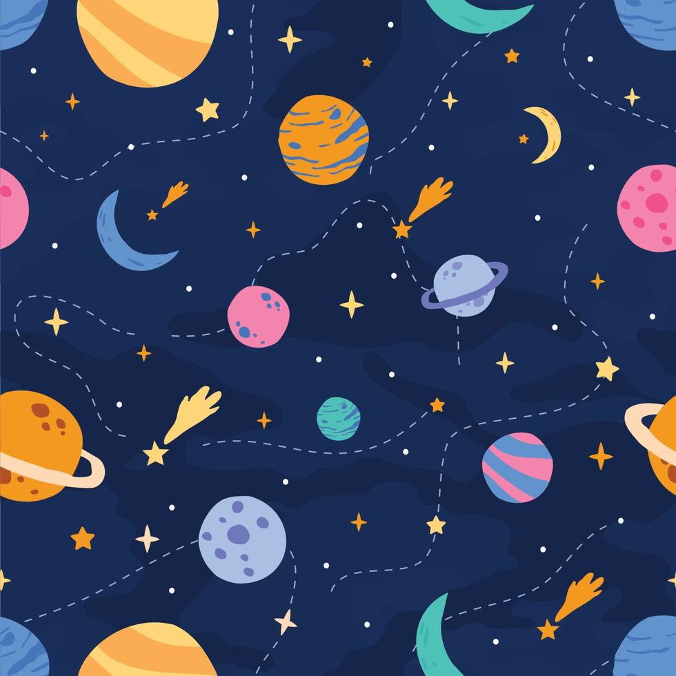 Seamless Pattern of Celestial Bodies vector