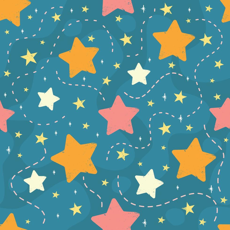 Stars Seamless Pattern in Children Style vector