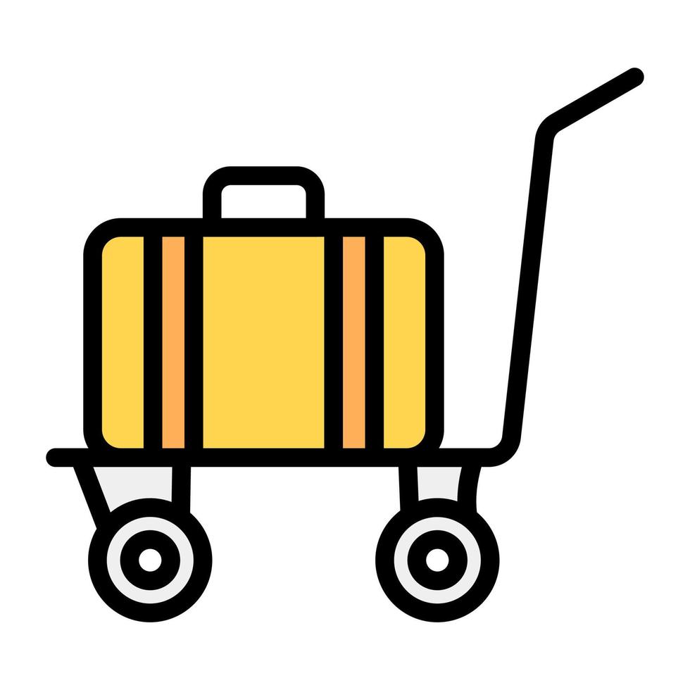 diseño plano del icono del carrito de equipaje vector