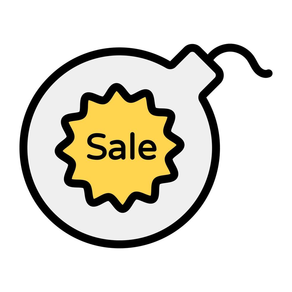 Sale bomb icon in modern flat style, explosive bomb vector