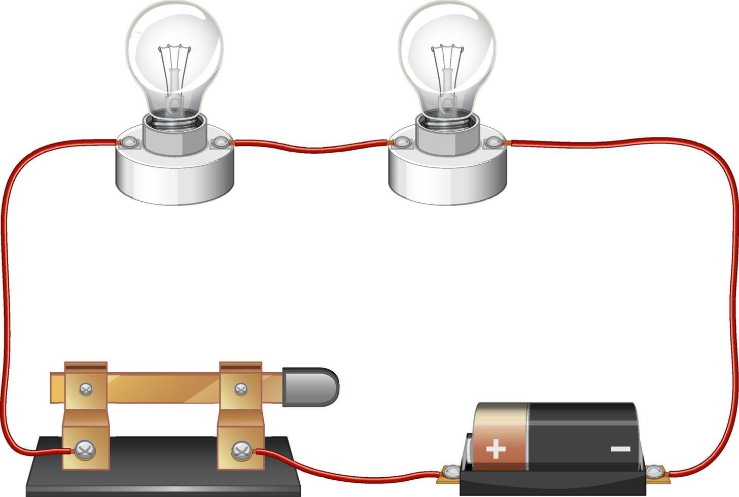 Circuit diagram with battery and lightbulb vector