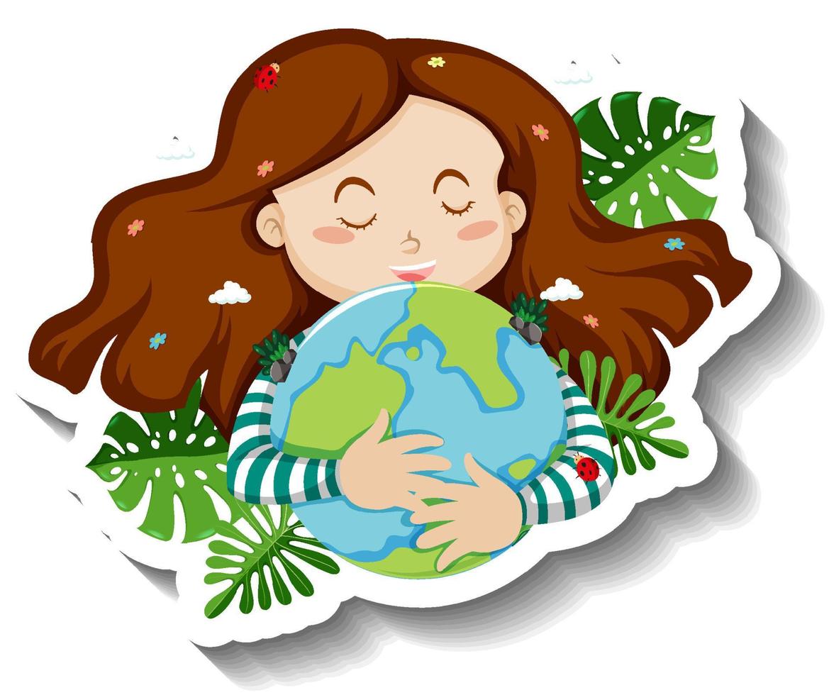 Mother nature hugging earth planet vector