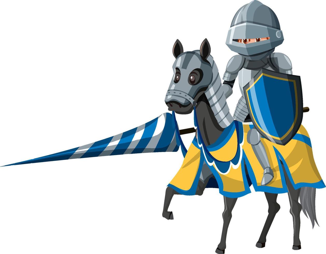 Medieval knight riding a horse isolated vector