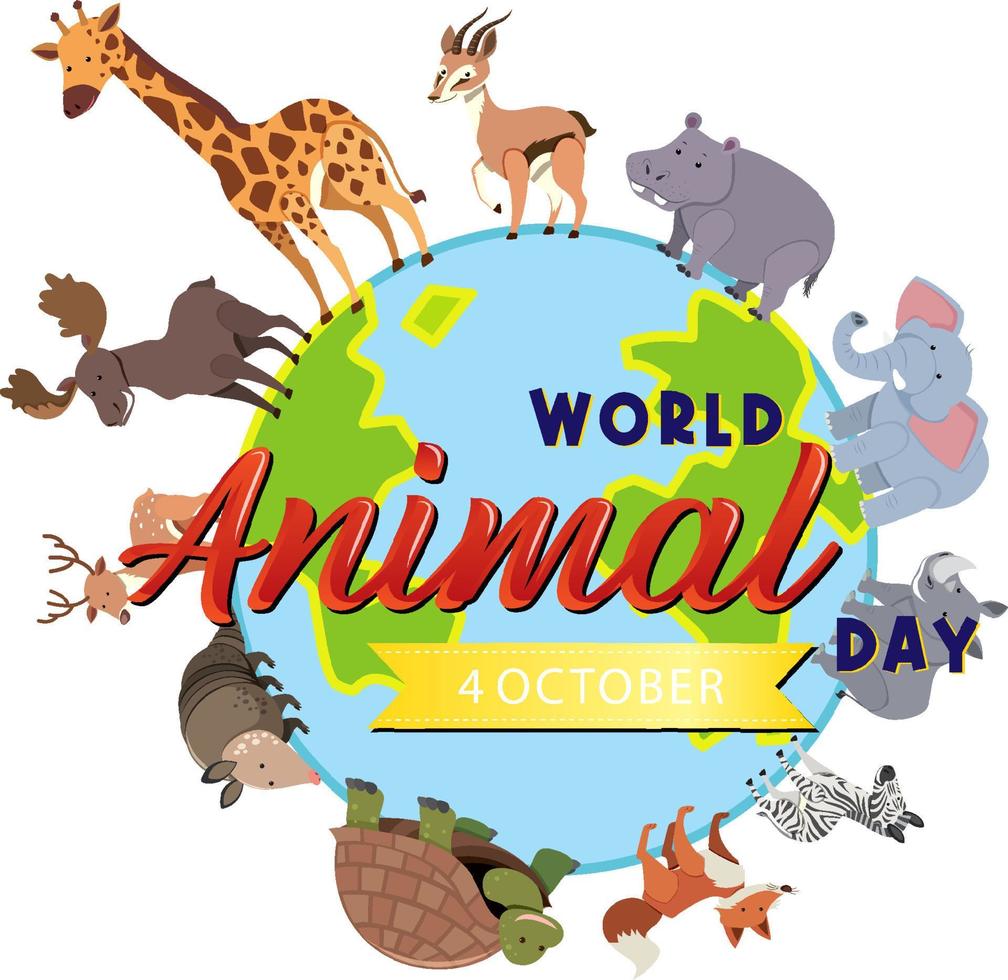 logotipo del día mundial de los animales con animales africanos vector