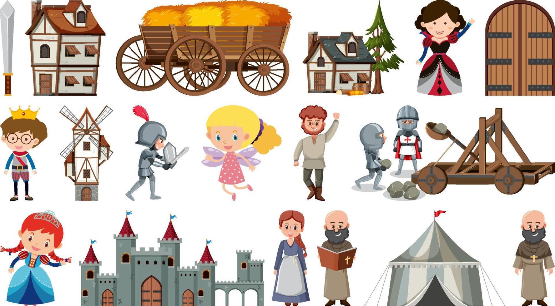Set of fantasy cartoon characters vector