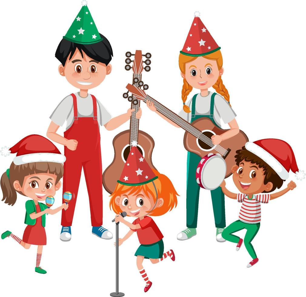 grupo de músicos tocando en navidad vector