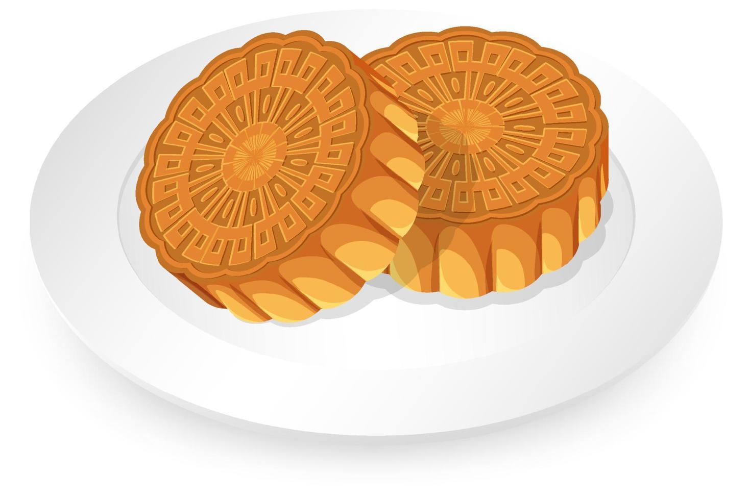 Mooncakes on white plate on white background vector