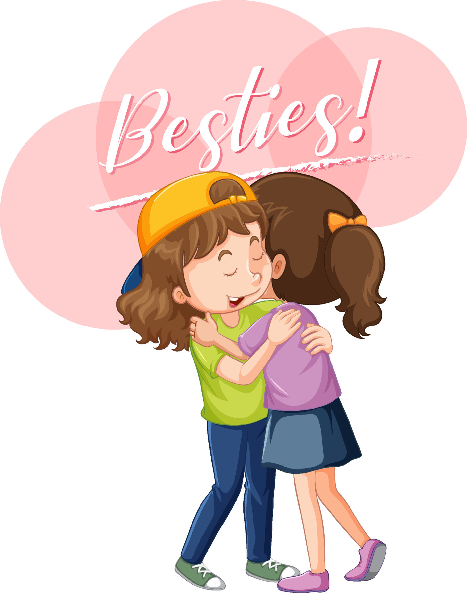 Best friend girls cartoon character with besties lettering 5181259 Vector  Art at Vecteezy