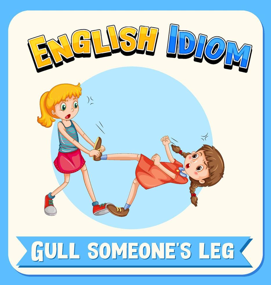 English idiom with picture description for pull someone's leg vector