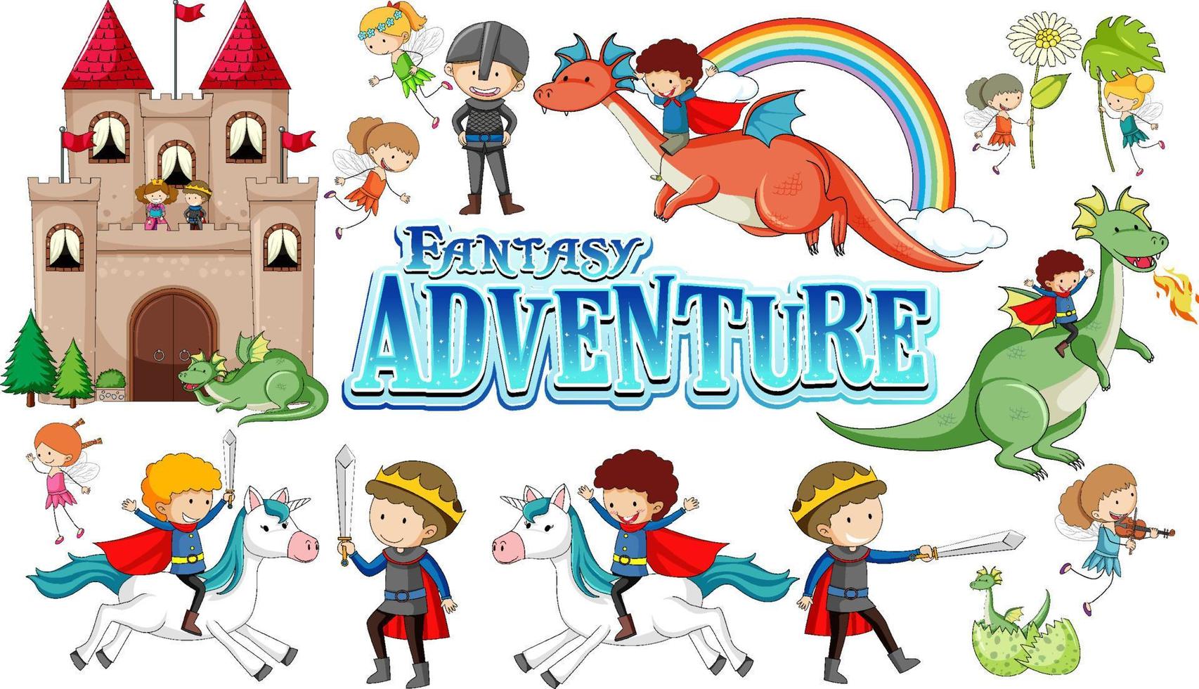 Set of fairy tales cartoon characters vector