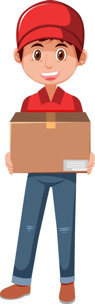 Delivery man holding a package vector