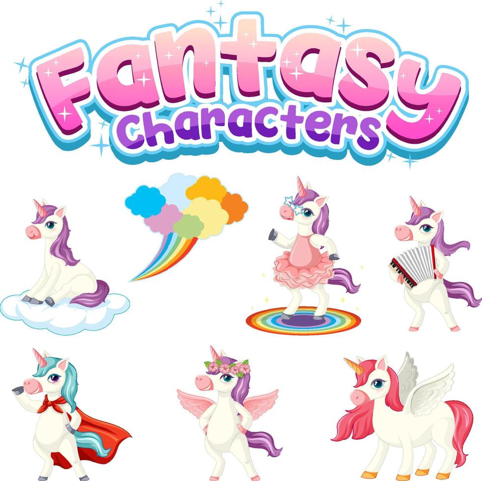 Set of fairy tale cartoon characters vector