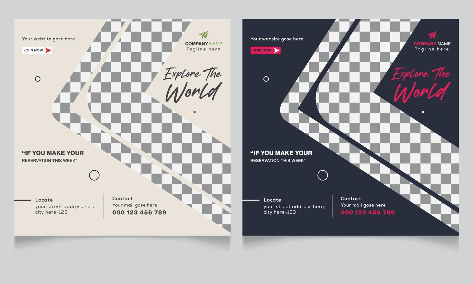 Travel Social Media Banner Post Template vector