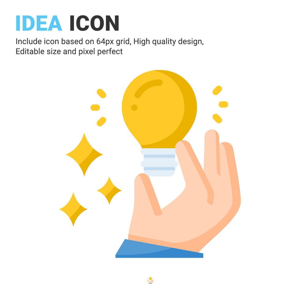 Idea icon vector with flat color style isolated on white background. Vector illustration innovation sign symbol icon concept for business, finance, industry, company, apps, web and all project