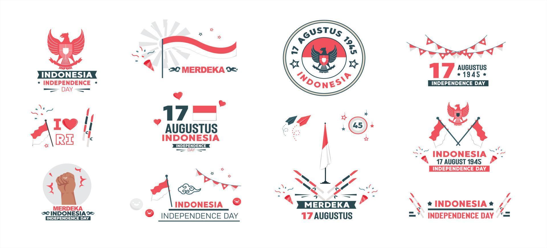 August 17th poster. background of the spirit of Indonesian Independence Day. august 17 celebration background collection. a collection of layouts for banners and flyers vector