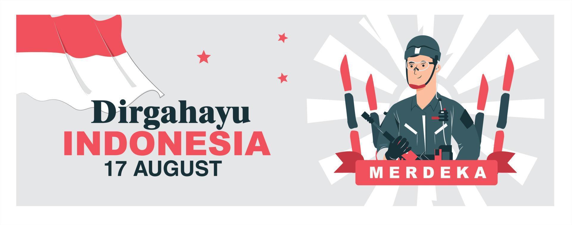 spirit of Indonesian Independence Day. August 17th Use for feed templates, banners, and backgrounds. vector