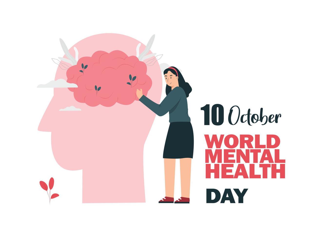 día mundial de la salud mental día mundial mental 10 de octubre concepto vector