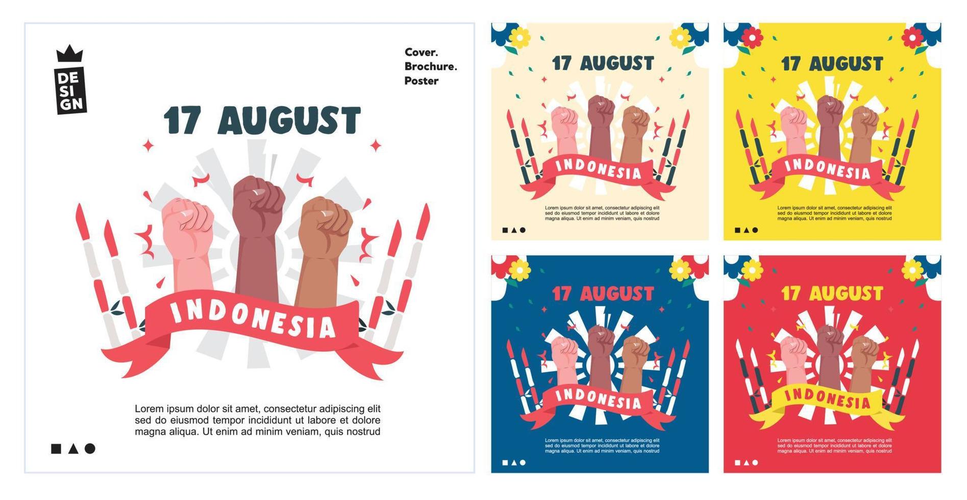 espíritu del día de la independencia de indonesia. 17 de agosto uso para plantillas de alimentación, pancartas y fondos. vector