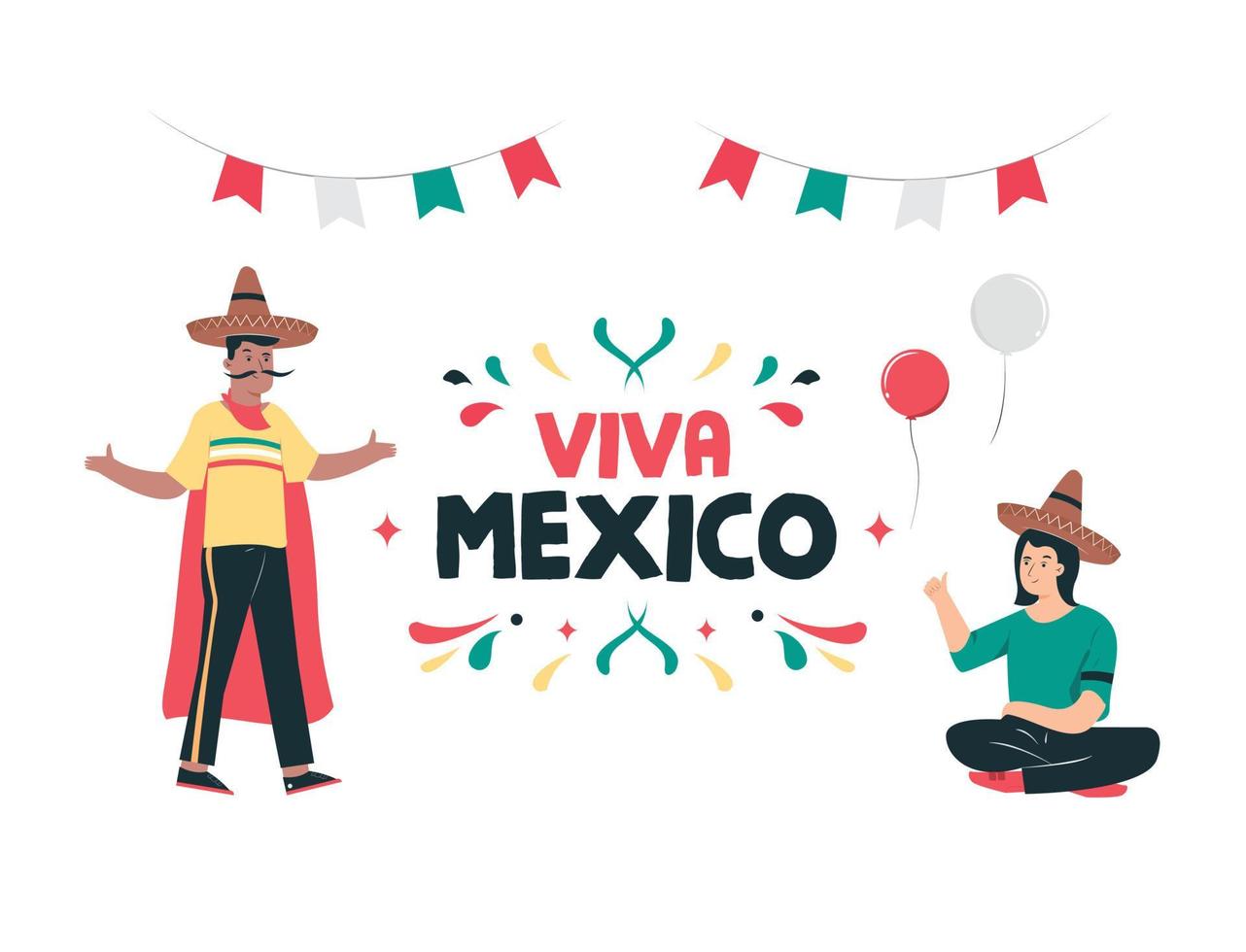 mexican independence day illustration, september 16th poster for background. viva mexico vector