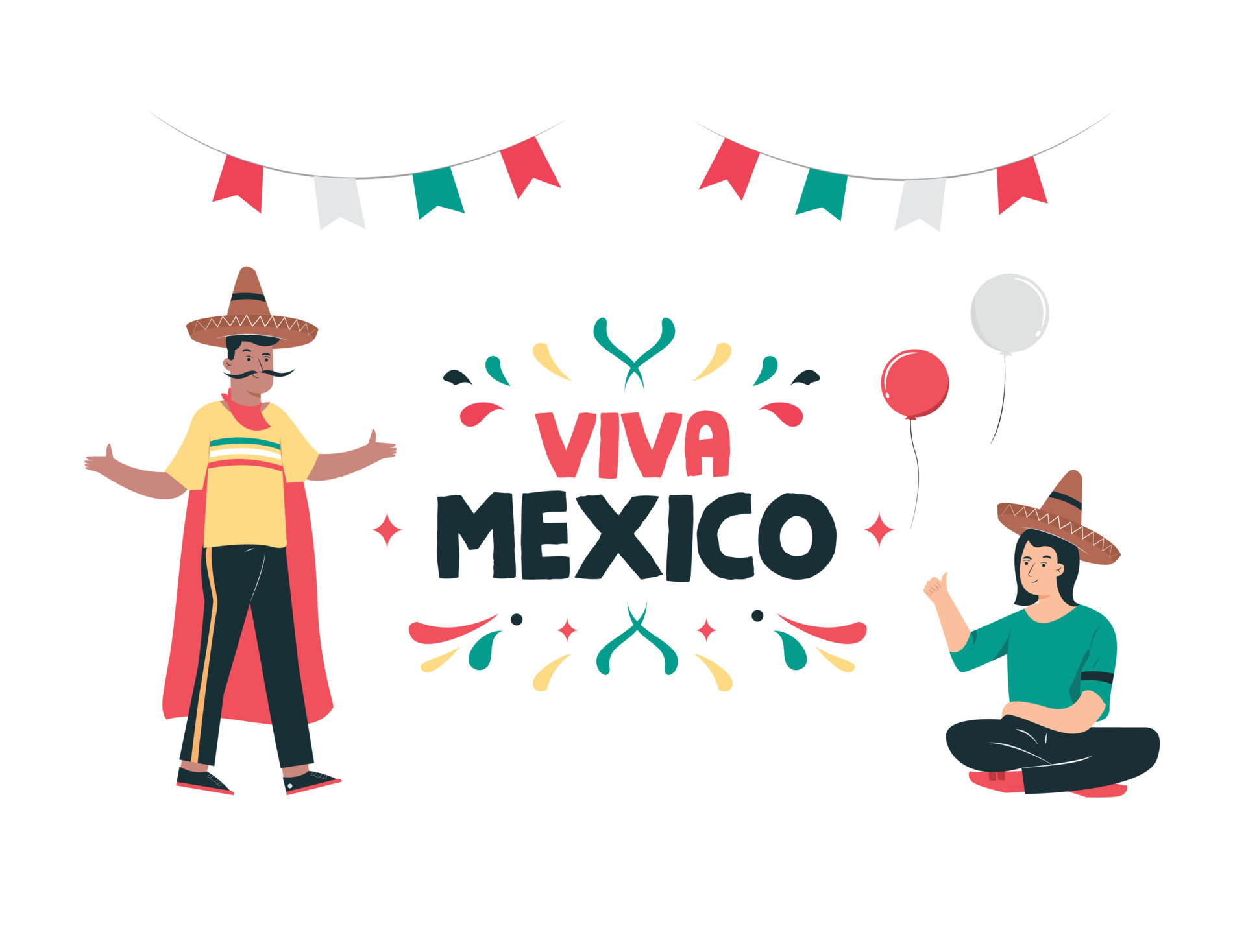 ilustración del día de la independencia mexicana, afiche del 16 de