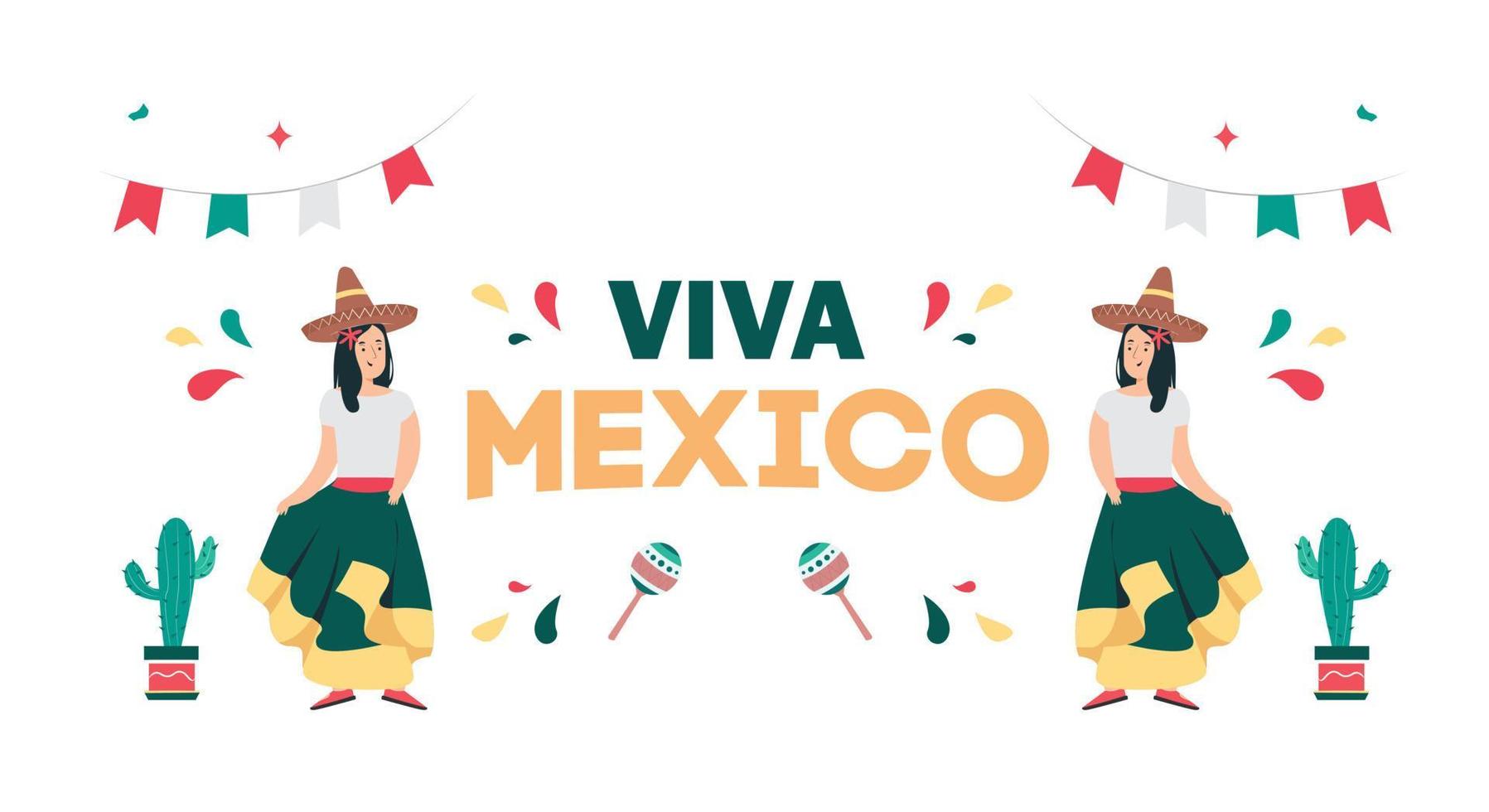 mexican independence day illustration, september 16th poster for background. viva mexico vector