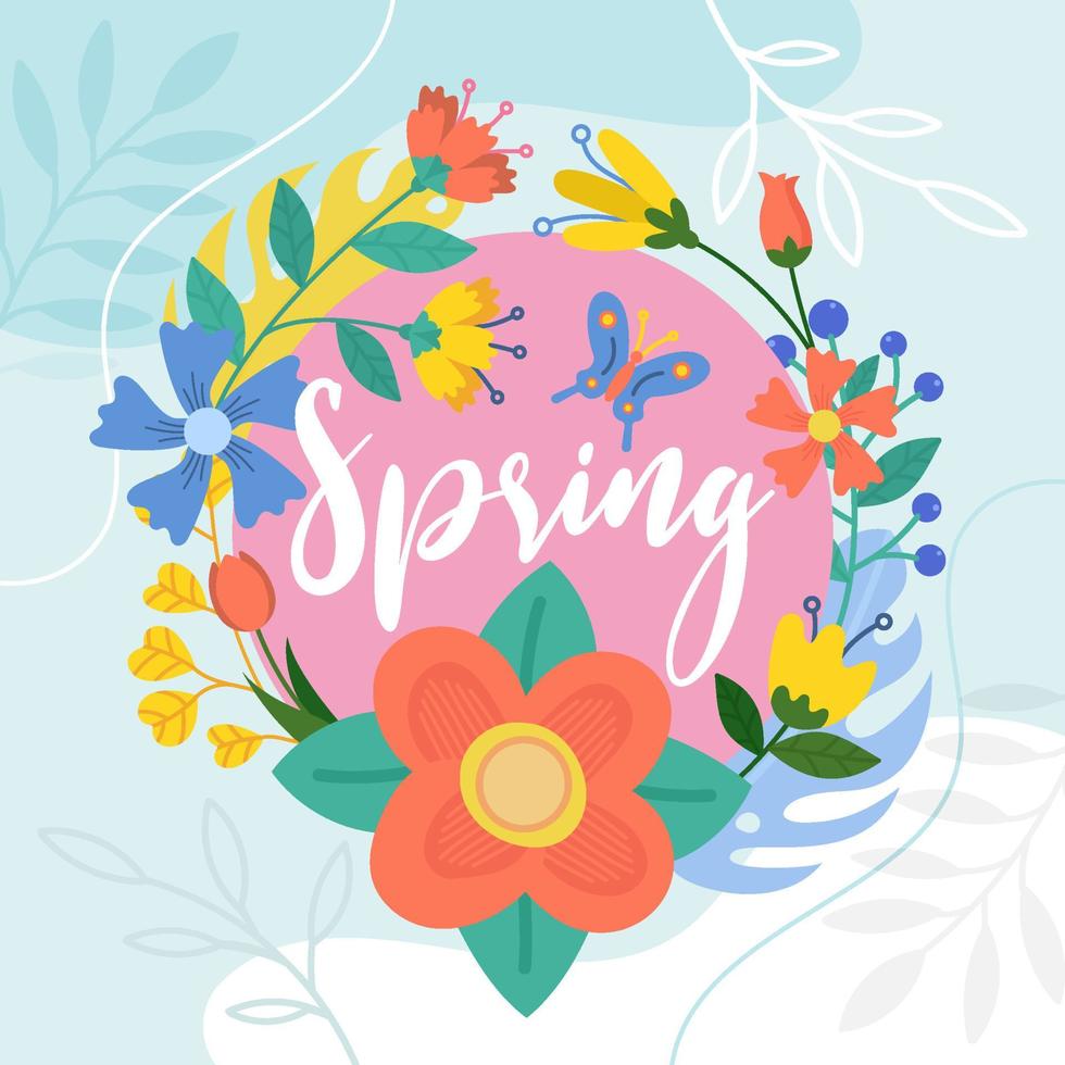 fondo de primavera con flores decorativas vector