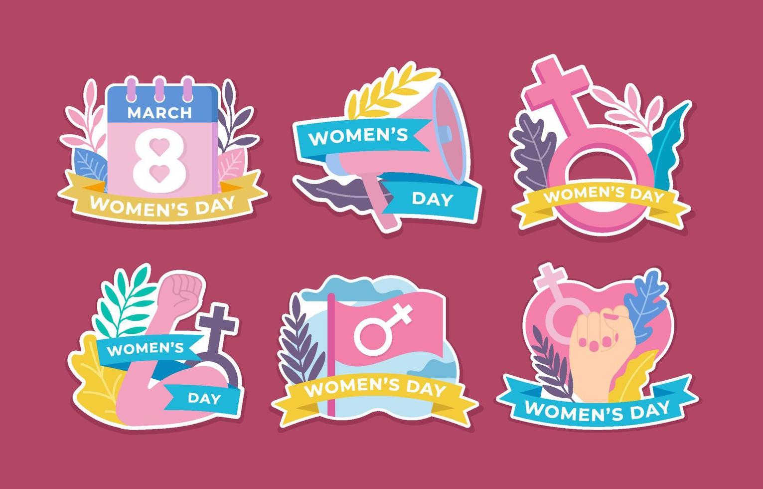 día internacional de la mujer pegatinas vector