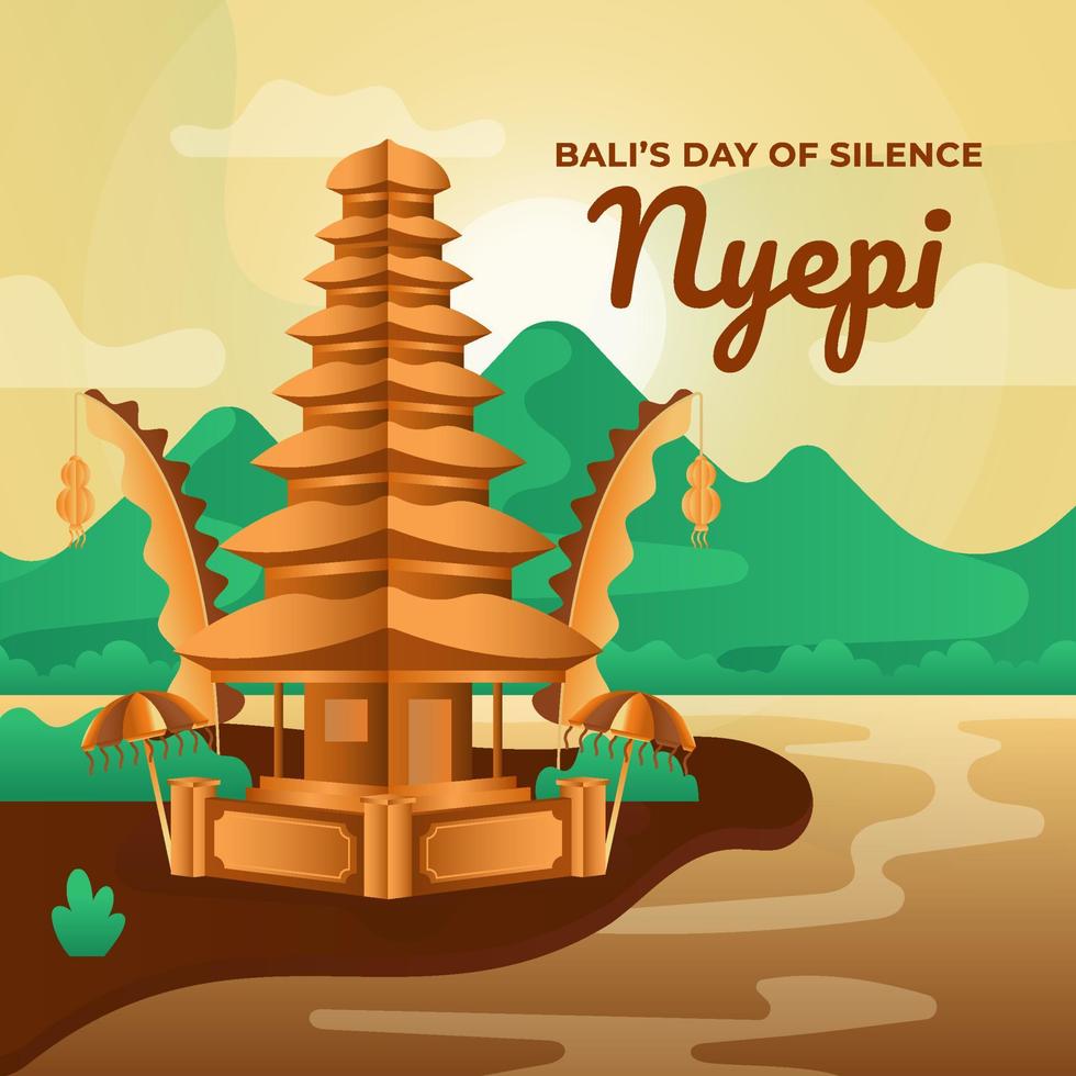 feliz nyepi balinés día del fondo del silencio vector