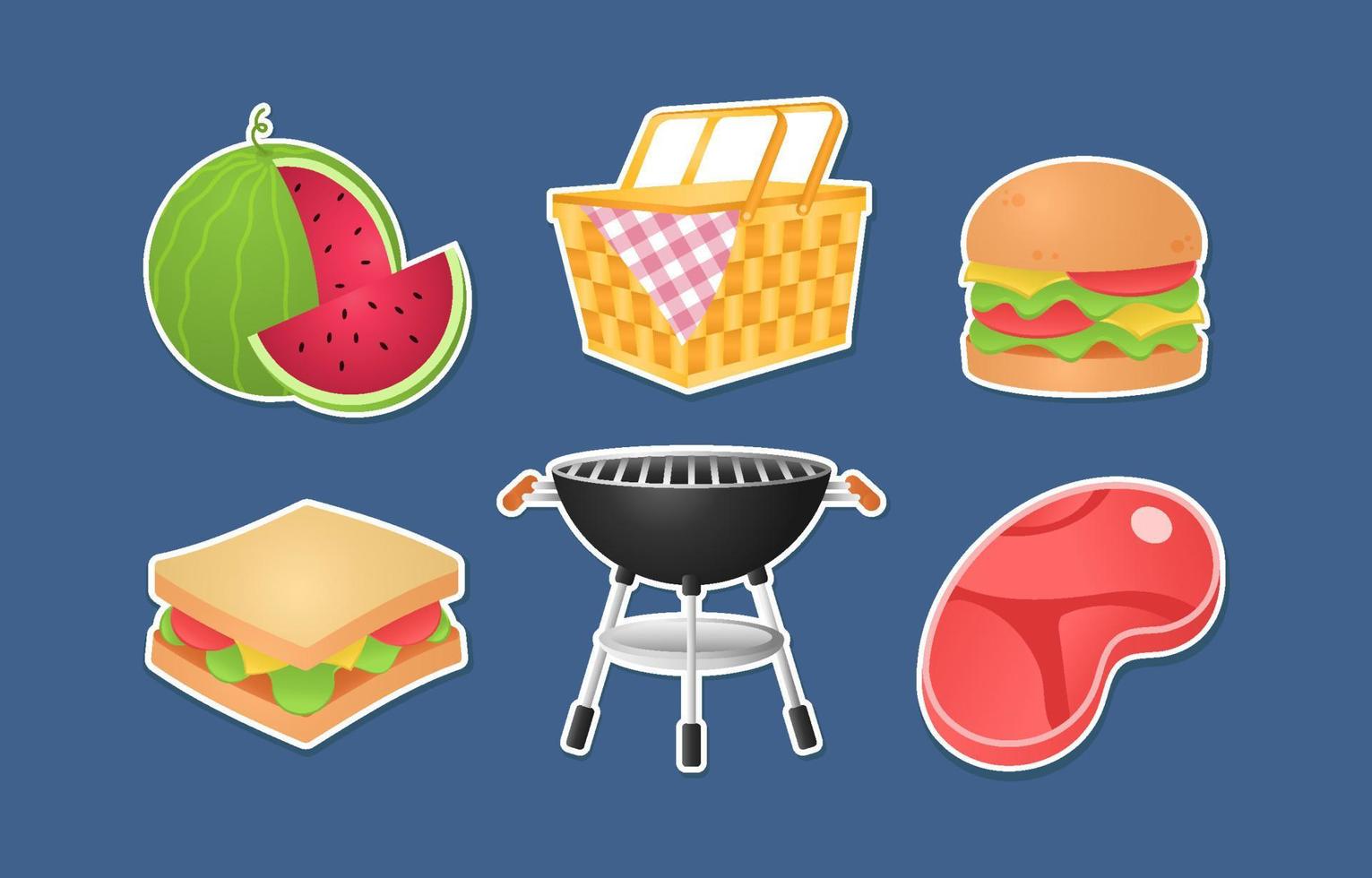 Set of Picnic Sticker vector