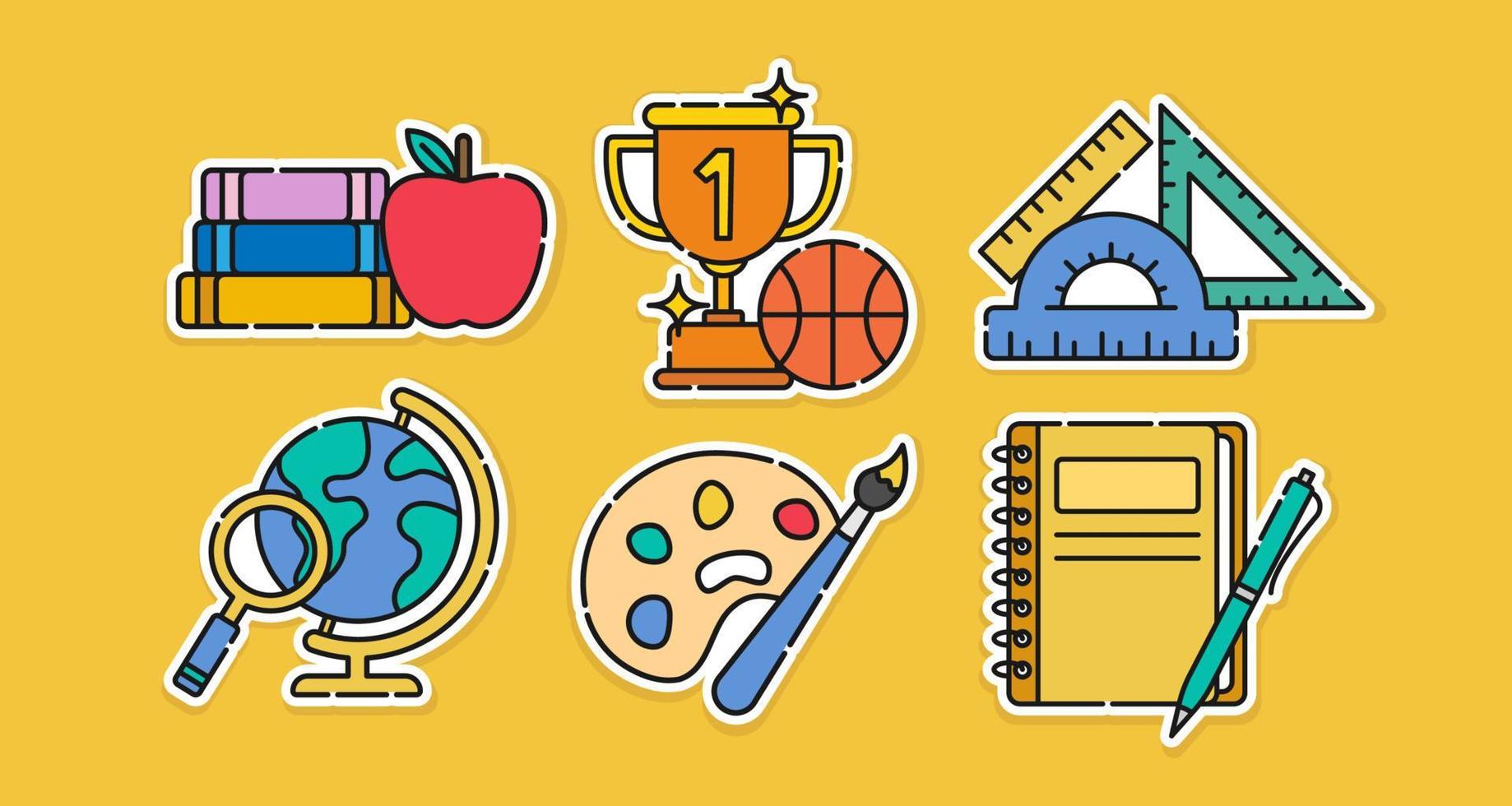 Back to School Elements Sticker Set vector