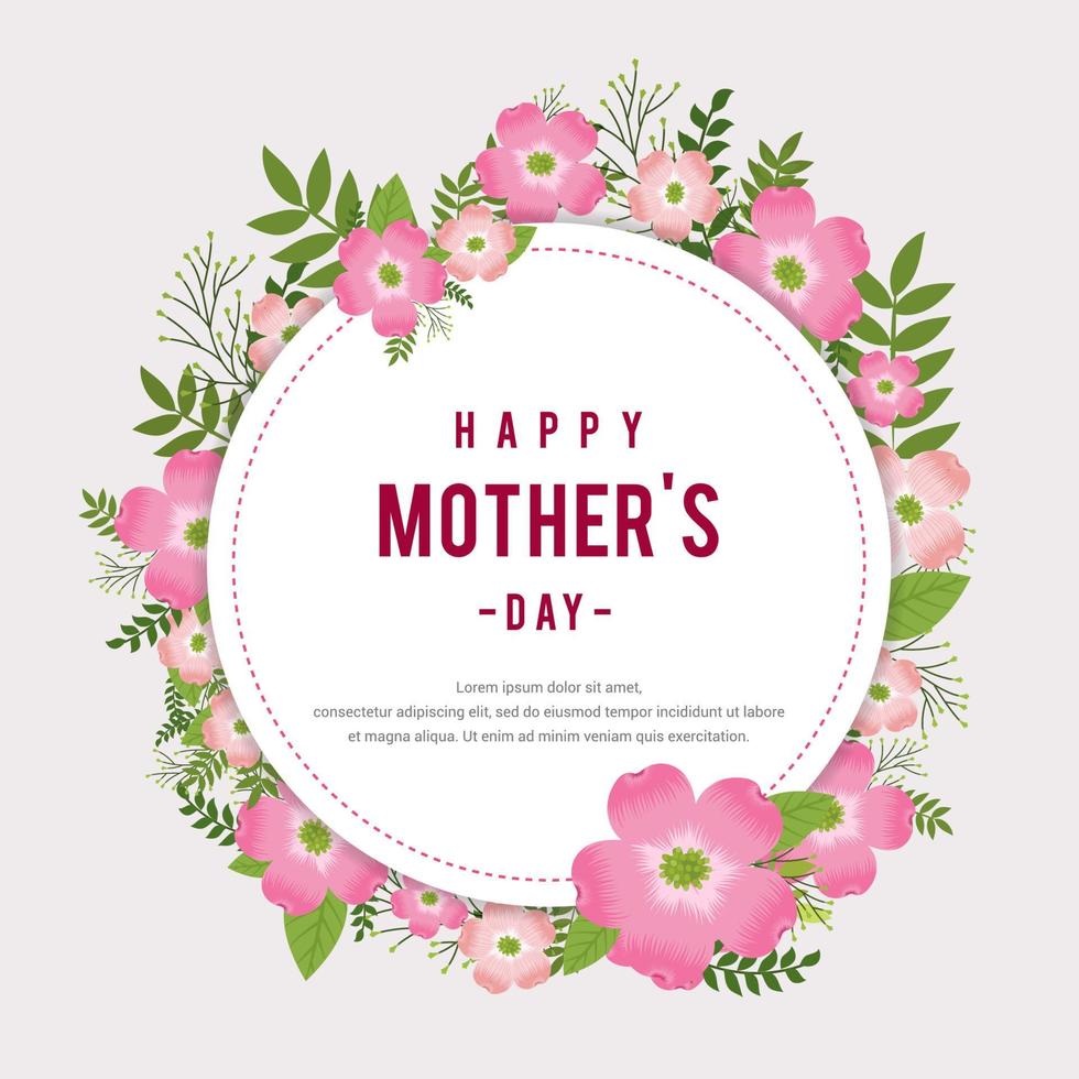 hermoso diseño feliz del día de la madre con flores y fondo floral vector