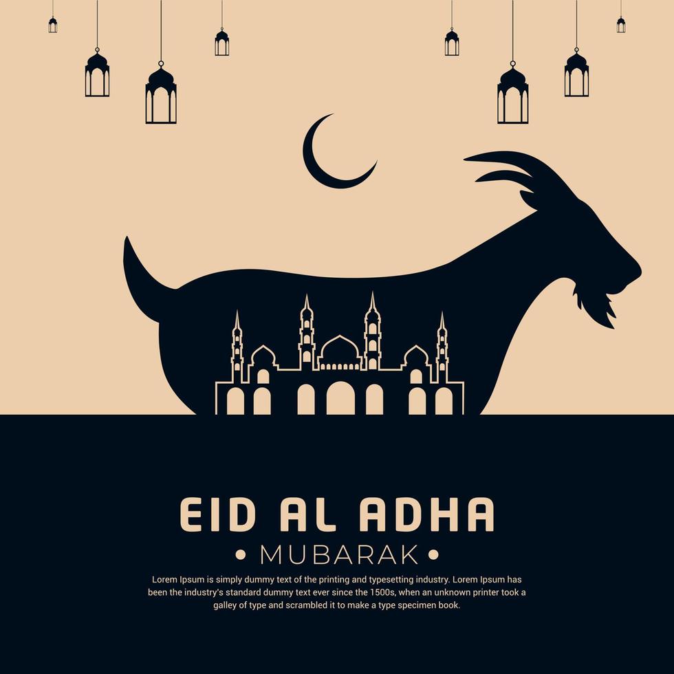 Celebration Eid al adha mubarak islamic background with flat style. Mubarak Islamic background vector