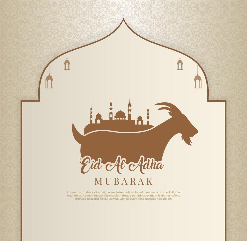 celebración eid al adha mubarak fondo islámico con cabra y mezquita. fondo islámico de mubarak vector