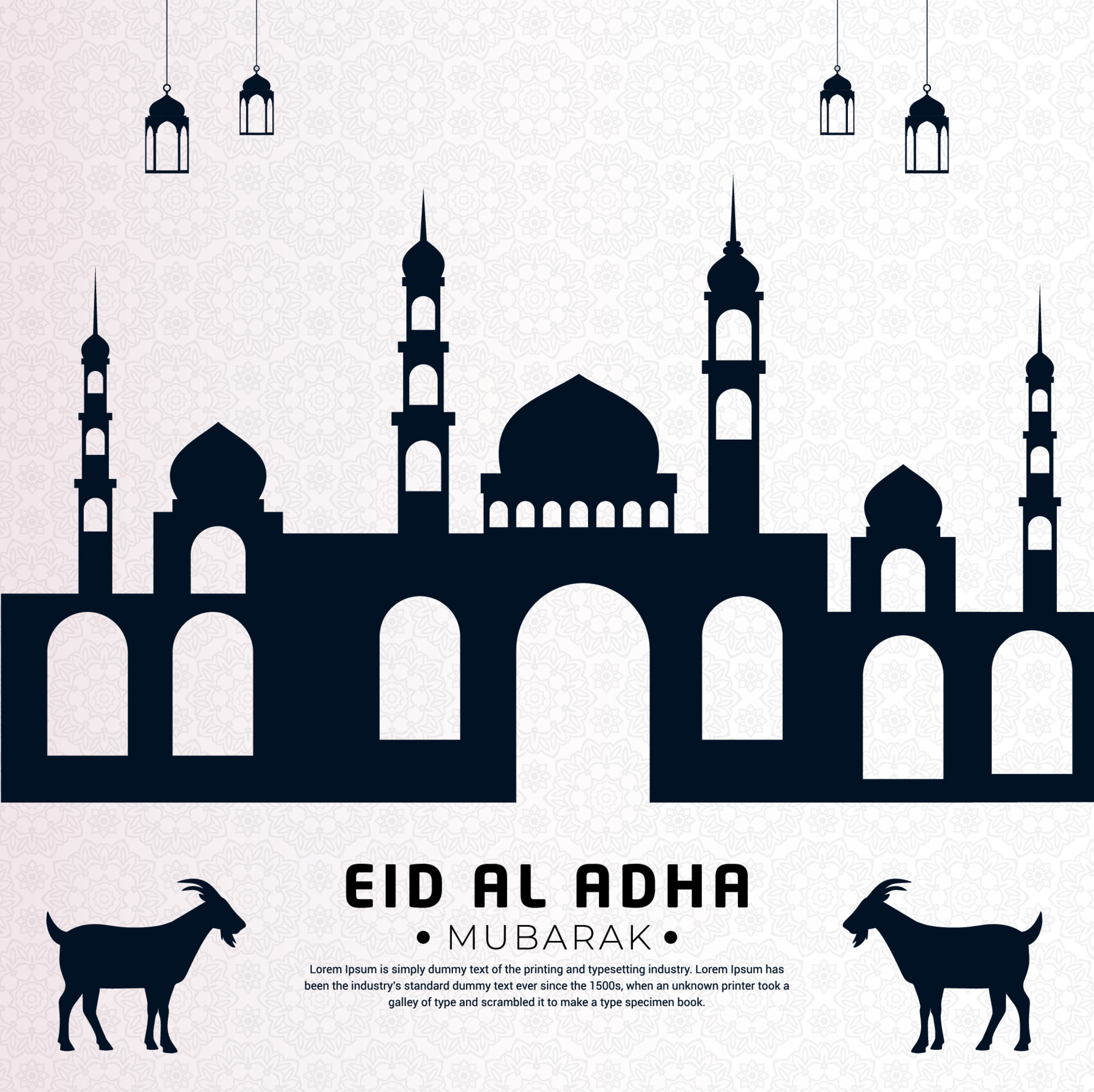 Eid al adha mubarak islamic background with black and white color. Mubarak  Islamic design 5182636 Vector Art at Vecteezy
