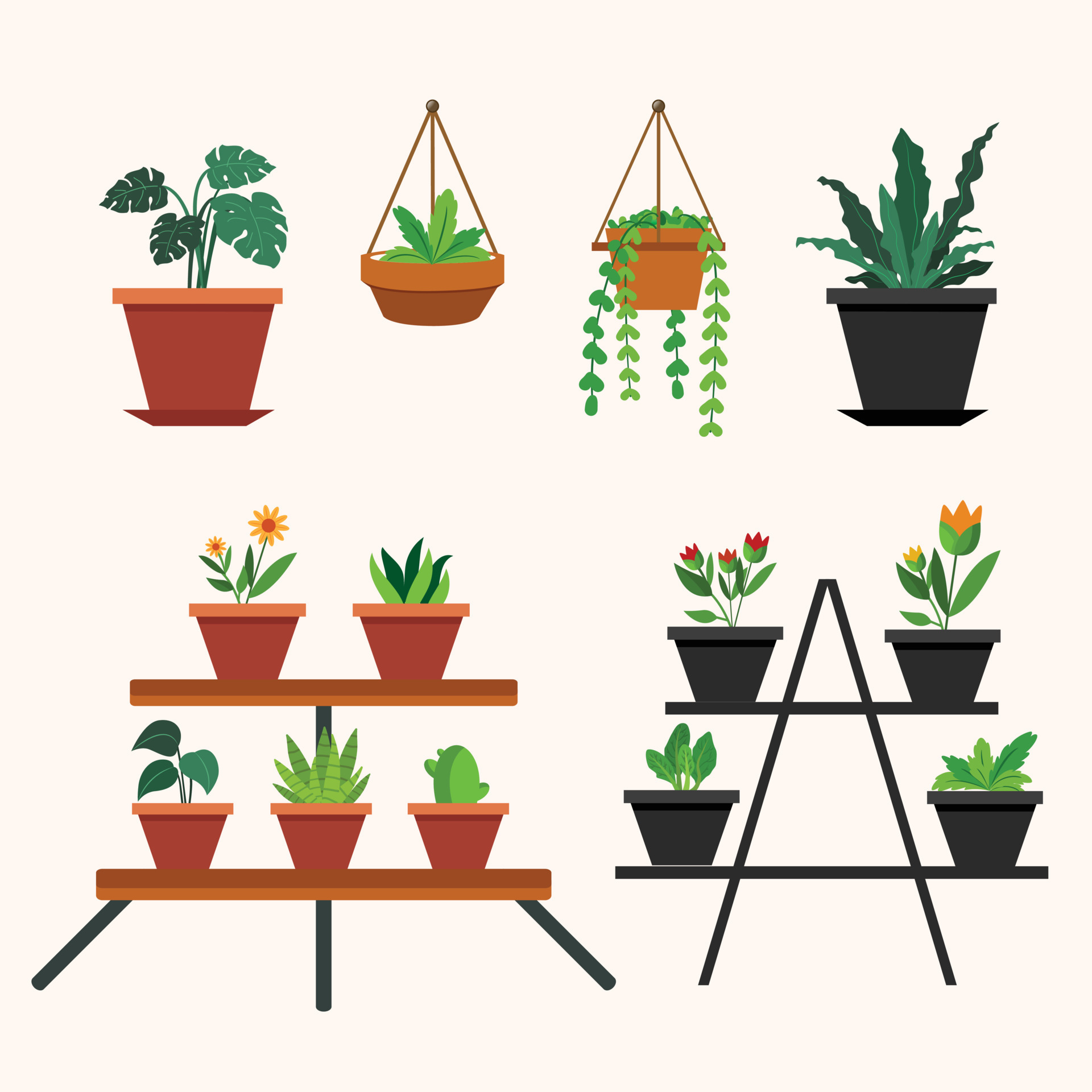 Pack of Gardening icons. Seedling flat icons. Collection of plant icons ...