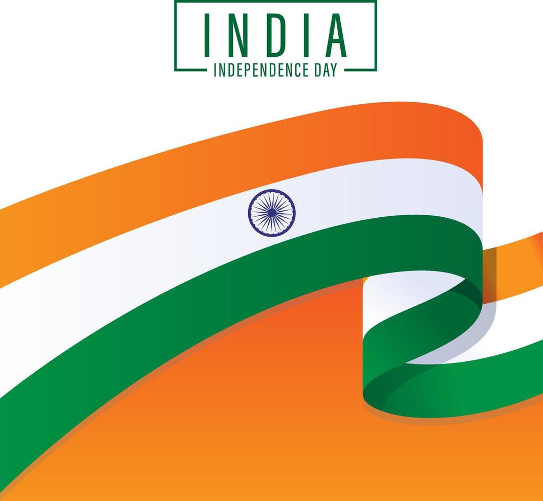 India Independence Day Poster With Wave Flag vector
