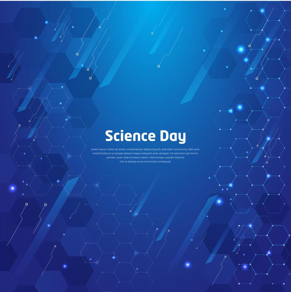 Happy National Science Day background with modern, geometric, technology, science and inovation element. Science Day vector illustration