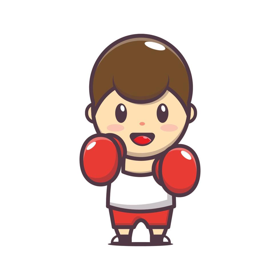 cute boxing boy cartoon vector illustration