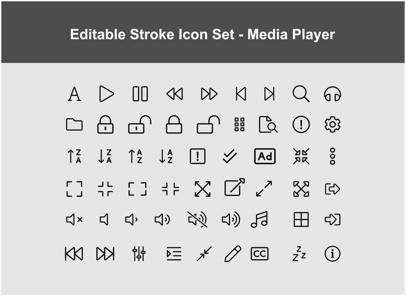 media player icons vector