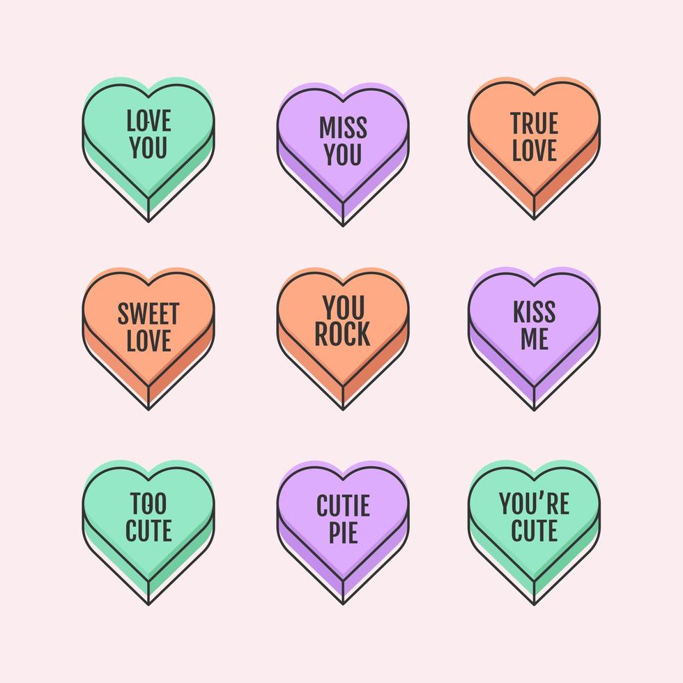 Lovely conversation hearts collection. - Vector. vector