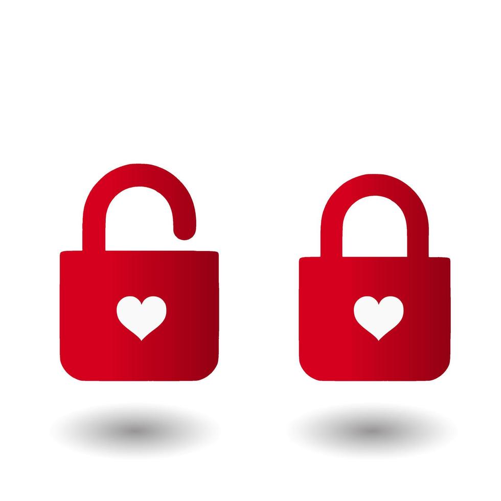 Valentine's day white background with two padlocks one of which opens by the power of love. Vector illustration