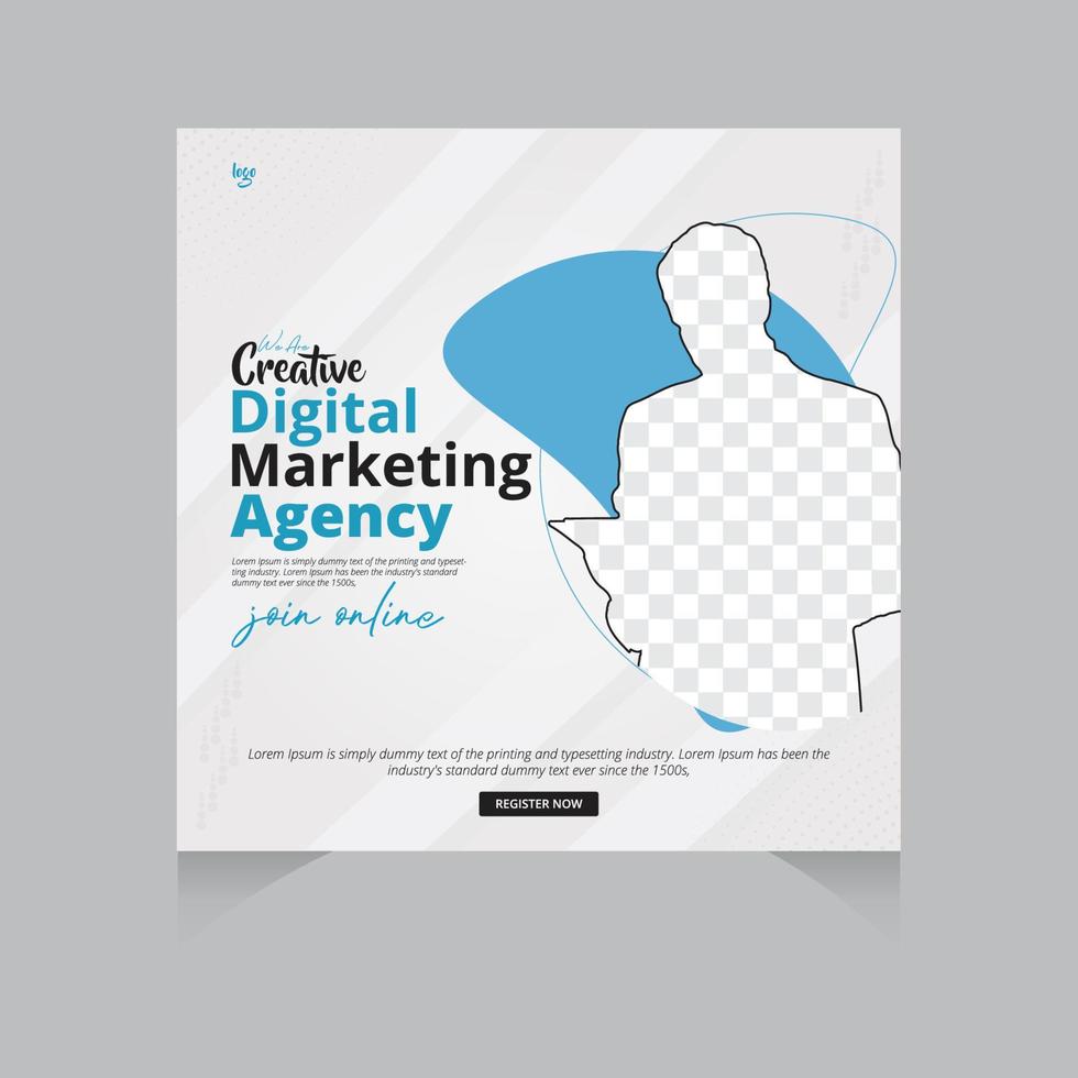Creative Digital marketing agency social media post template design. Modern corporate banner, poster Online digital marketing flyer with abstract geometric background vector