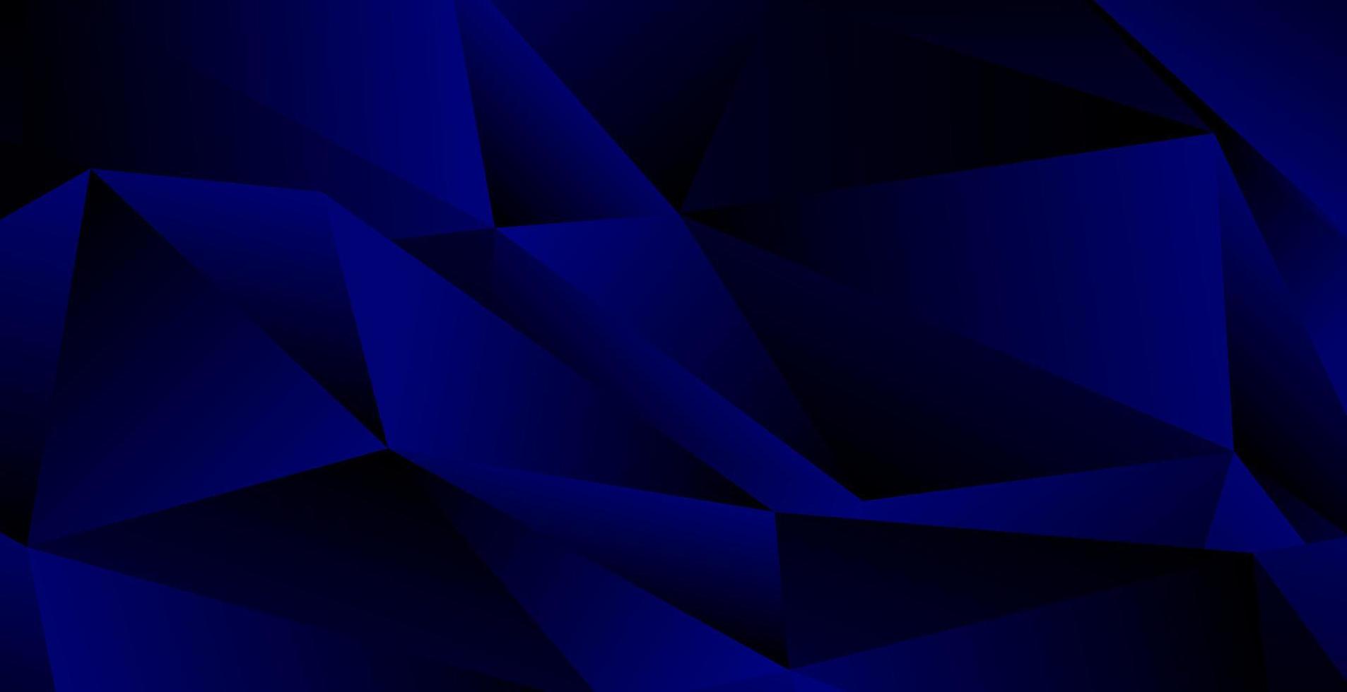 Realistic dark blue background with low poly shape and shadow. Abstract blue banner vector