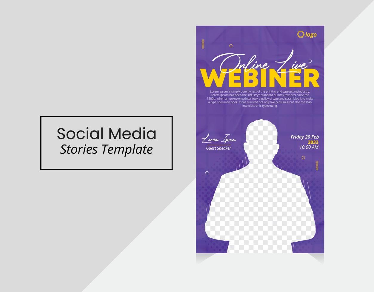 Social media post, stories template, business webinar, marketing webinar, Education, Online Class program, Etc Conference web banner Live online Webinar vector template