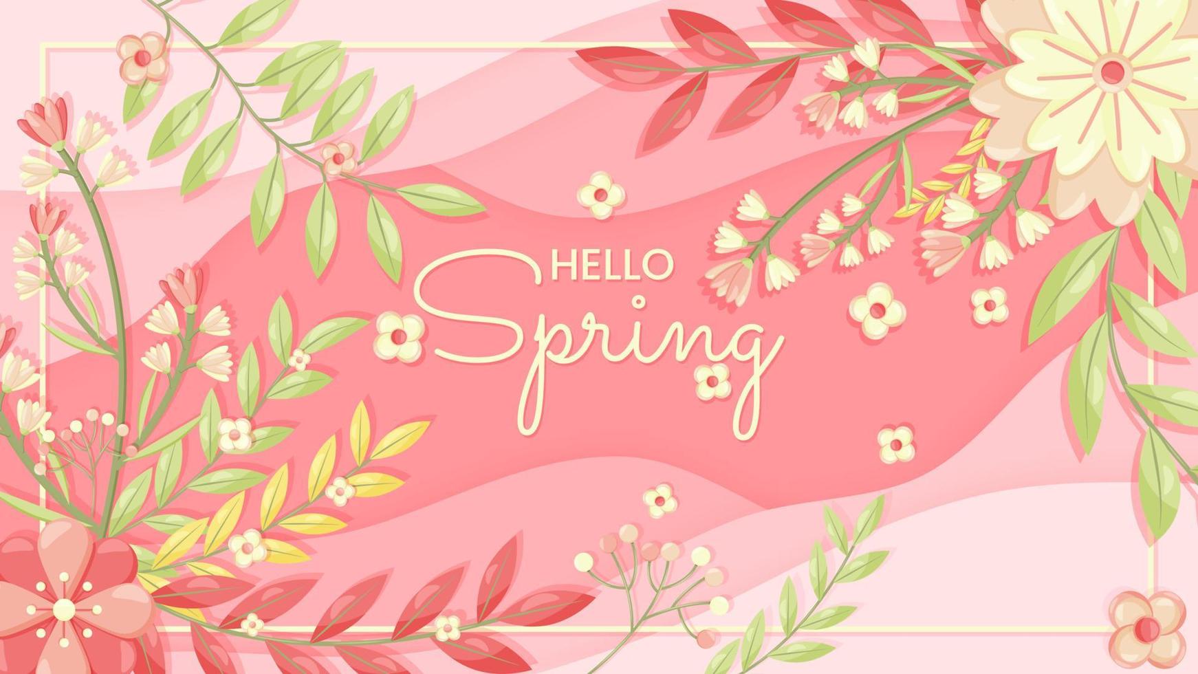 Hello Spring Floral Background vector