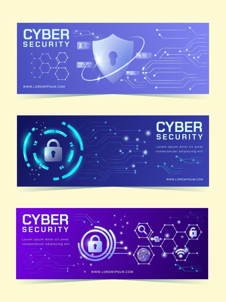 Cyber Security Banner Set vector