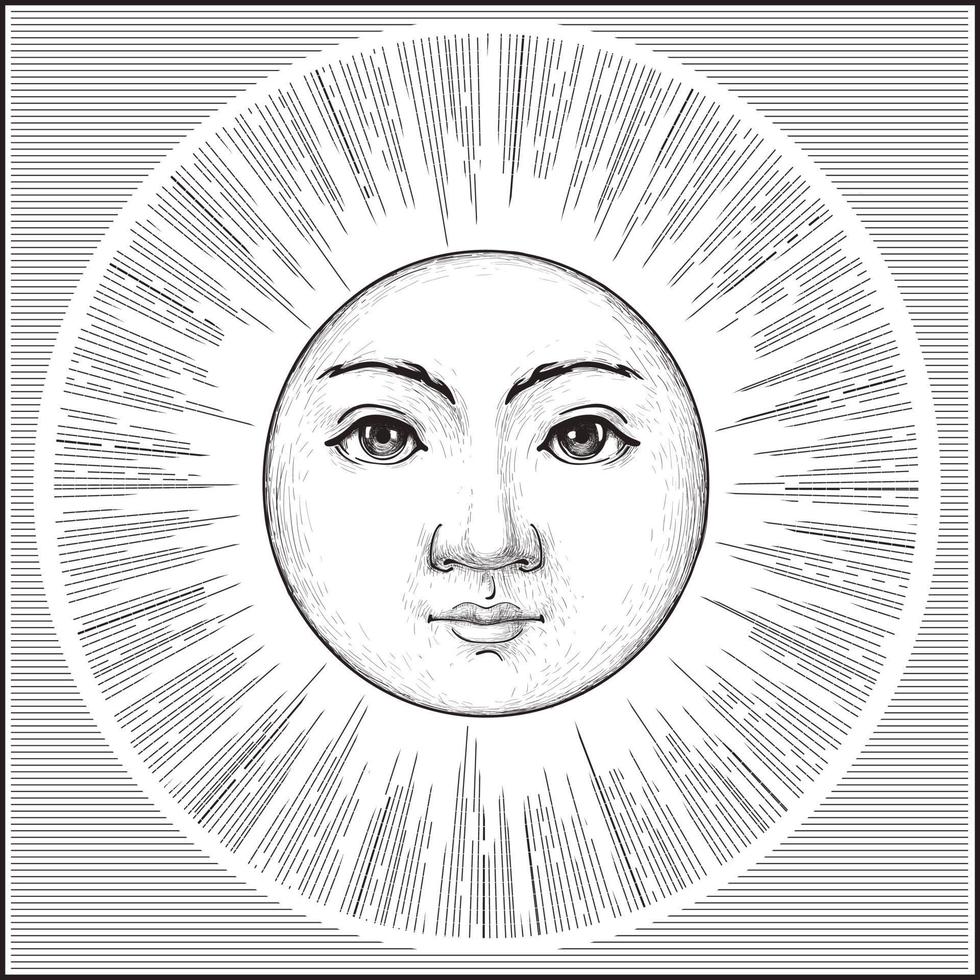 Esoteric symbol.Astrology sign with human face. vector