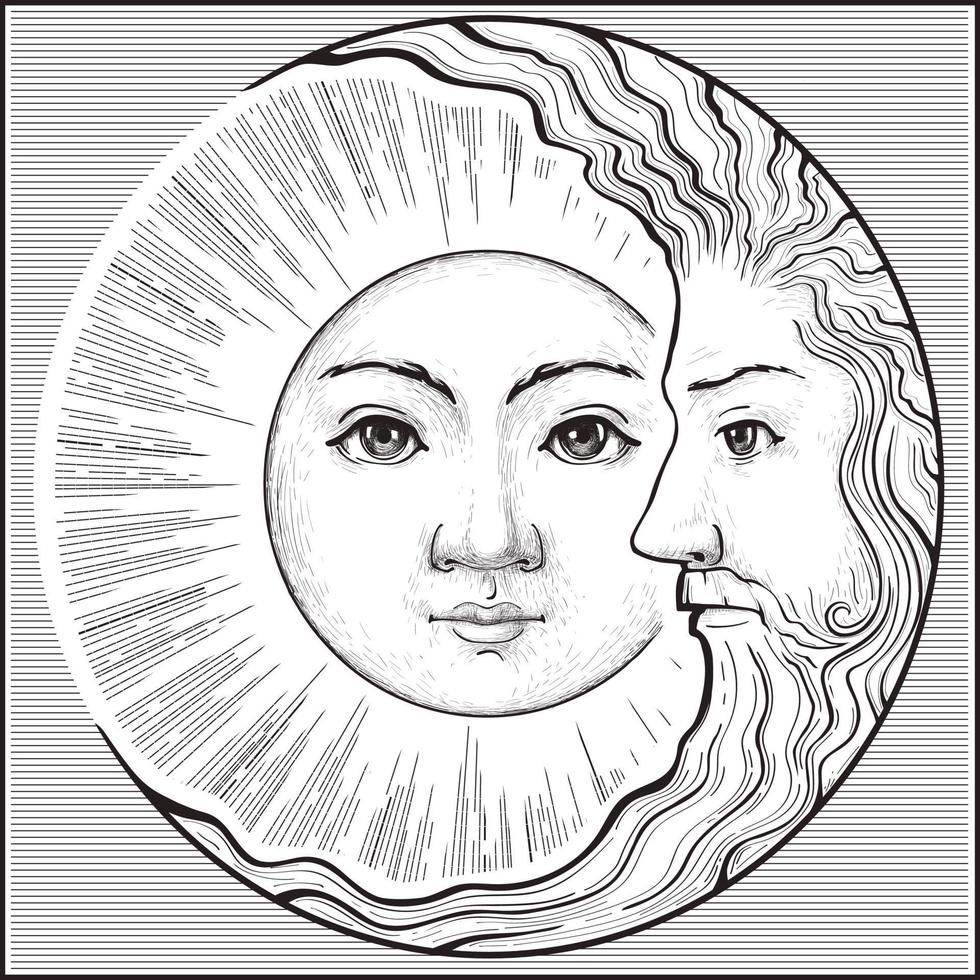 Esoteric symbol.Astrology sign with human face. vector