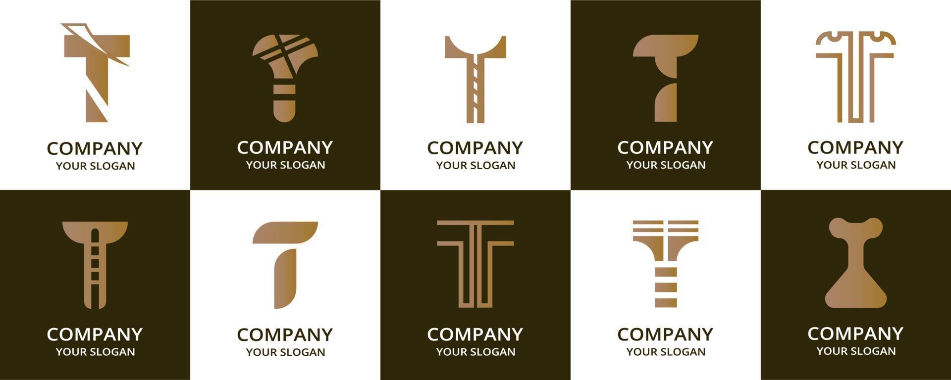 T logo set vector